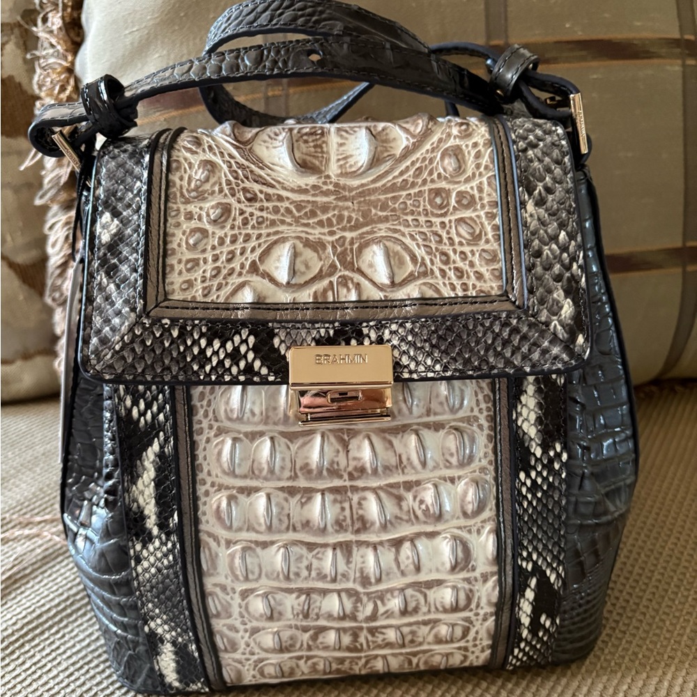 Brahmin Margo Charcoal Nottingham Crossbody Bag